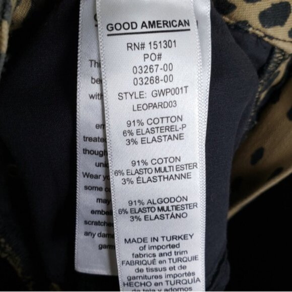 GOOD AMERICAN Good Waist Skinny Jeans Animal Print Cheetah size 25 Pinup Leopard - Picture 7 of 12